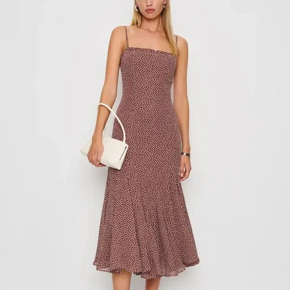 Reformation Lilibet Dress Brown - Size 6 - Picture 1 of 7